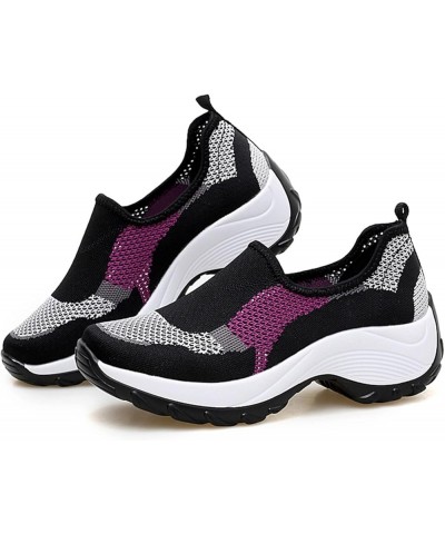 Women Shoes Breathable Mesh Shoes Fashion Outdoor Hiking Shoes Women Single Mesh Casual Casual Shoes for Women Wedges (Purple...