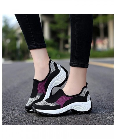 Women Shoes Breathable Mesh Shoes Fashion Outdoor Hiking Shoes Women Single Mesh Casual Casual Shoes for Women Wedges (Purple...