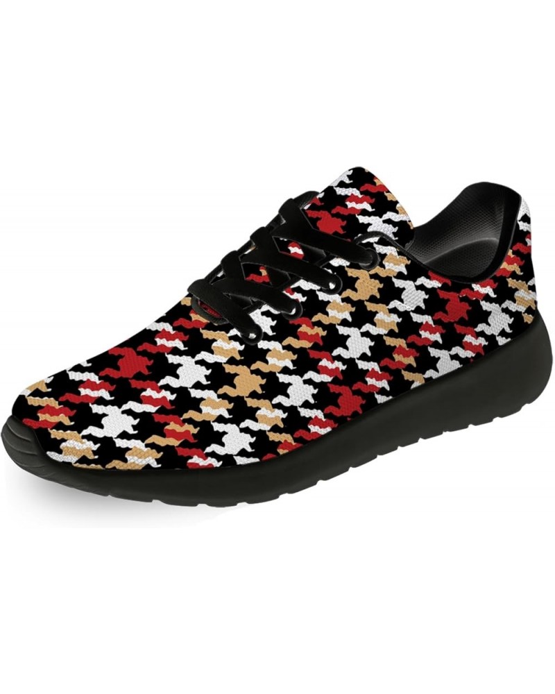 Houndstooth Shoes for Women Men Tennis Walking Running Shoes Lightweight Comfortable Sneakers Gifts for Men Women 1680 Red Wh...