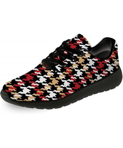 Houndstooth Shoes for Women Men Tennis Walking Running Shoes Lightweight Comfortable Sneakers Gifts for Men Women 1680 Red Wh...