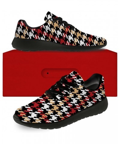 Houndstooth Shoes for Women Men Tennis Walking Running Shoes Lightweight Comfortable Sneakers Gifts for Men Women 1680 Red Wh...