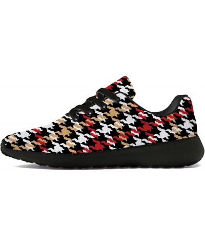 Houndstooth Shoes for Women Men Tennis Walking Running Shoes Lightweight Comfortable Sneakers Gifts for Men Women 1680 Red Wh...