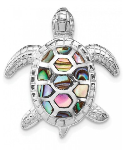 Sterling Silver Rhodium-plated Abalone Textured Turtle Slide $36.85 Sandals