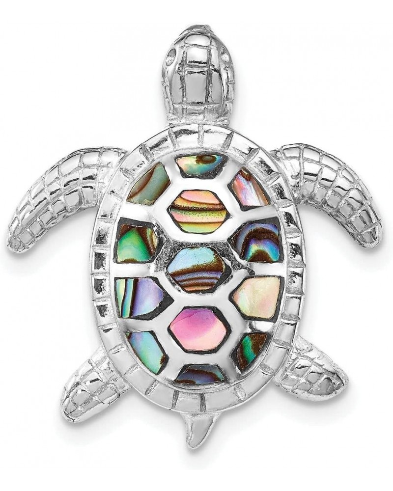 Sterling Silver Rhodium-plated Abalone Textured Turtle Slide $36.85 Sandals