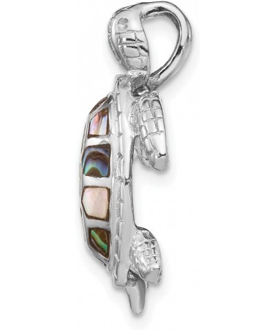 Sterling Silver Rhodium-plated Abalone Textured Turtle Slide $36.85 Sandals