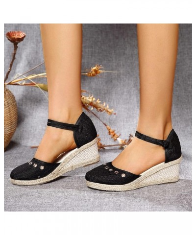 Platform Flip Flops Air Wedge Platform Sneakers For Women Comfort Sandals For Women Heeled Sandals For Women Beach Wom Black-...