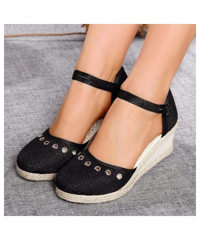 Platform Flip Flops Air Wedge Platform Sneakers For Women Comfort Sandals For Women Heeled Sandals For Women Beach Wom Black-...