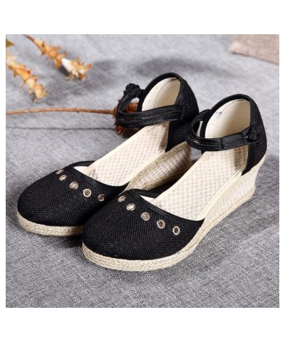 Platform Flip Flops Air Wedge Platform Sneakers For Women Comfort Sandals For Women Heeled Sandals For Women Beach Wom Black-...