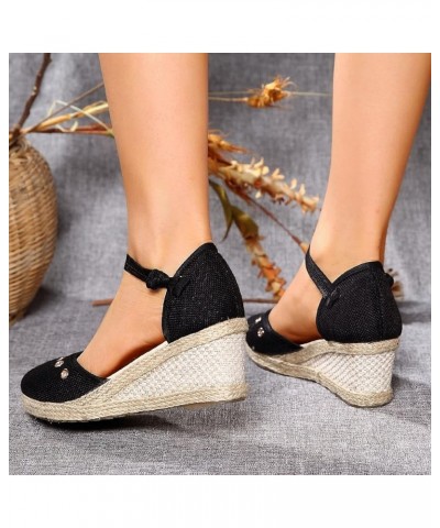 Platform Flip Flops Air Wedge Platform Sneakers For Women Comfort Sandals For Women Heeled Sandals For Women Beach Wom Black-...