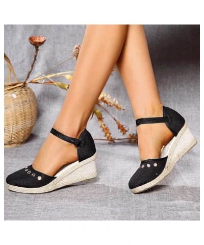 Platform Flip Flops Air Wedge Platform Sneakers For Women Comfort Sandals For Women Heeled Sandals For Women Beach Wom Black-...