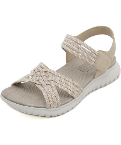 Women'S Flat Sandals Open Toe Sport Sandal Light Weight Elastic Slingback Comfort Casual Walking Sandals Apricot $30.98 Sandals