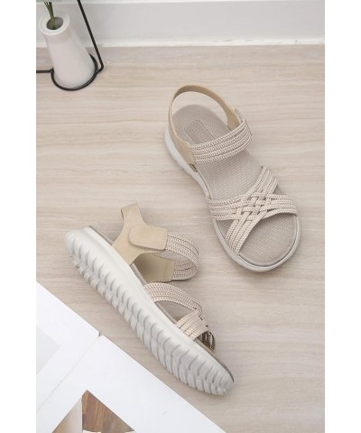 Women'S Flat Sandals Open Toe Sport Sandal Light Weight Elastic Slingback Comfort Casual Walking Sandals Apricot $30.98 Sandals