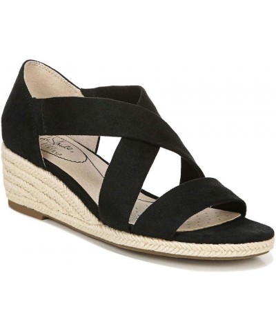 Women's Siesta Espadrille Wedge Sandal Black $10.99 Sandals