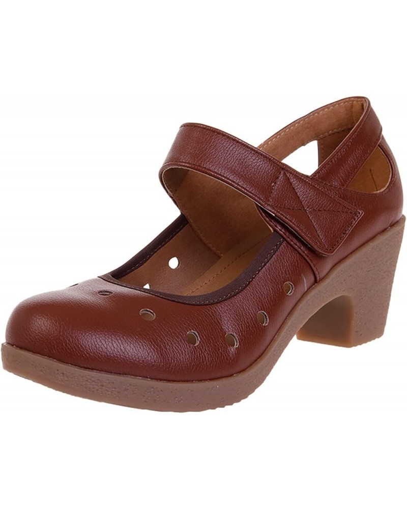 Women Low Heel Boots Trade Square Dance Shoes Adult Soft Soles Dance Shoes Brown $21.48 Athletic Shoes