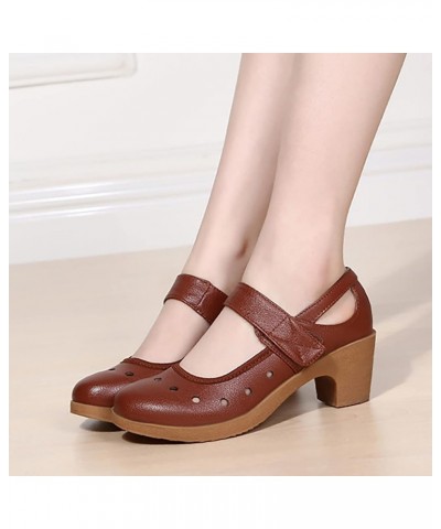 Women Low Heel Boots Trade Square Dance Shoes Adult Soft Soles Dance Shoes Brown $21.48 Athletic Shoes