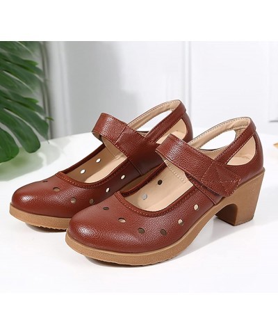 Women Low Heel Boots Trade Square Dance Shoes Adult Soft Soles Dance Shoes Brown $21.48 Athletic Shoes