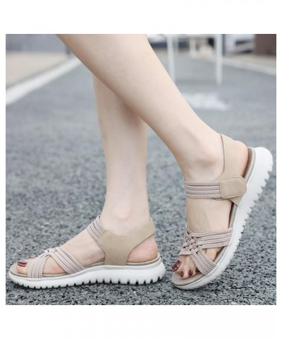 Women'S Flat Sandals Open Toe Sport Sandal Light Weight Elastic Slingback Comfort Casual Walking Sandals Apricot $30.98 Sandals