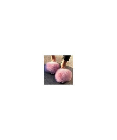 Slipper Cotton Furry Slippers Ladies House Shoes Cute Plush Faux Fluffy Sandals Women's Fur Slides Winter Warm Home Slippers ...