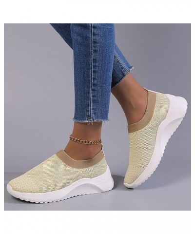 Platform Slip-on Sneakers Canvas Low Top Sneakers Girls Trainers Chunky Trainers Athletic Training Shoes Beige $19.65 Athleti...