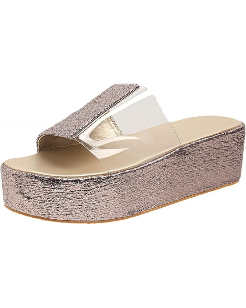 Women's Beach Sandals Hollow Casual Slippers Flat Shoes Retro Sandals Dark Wedges Sandals for Women (Silver, 6.5) 8.5 Khaki $...