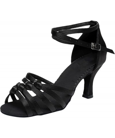 Latin Dance Shoes For Women Wide Width Sandals For Women Beach Women Dance Shoes Ballroom Heels Chunky Heels Women'S S D-blac...