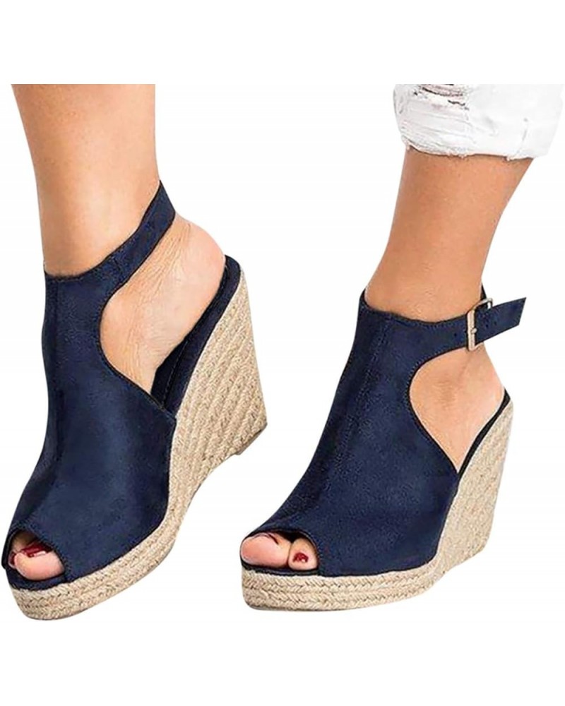 Womens Sandals, Women's Wedge Heel Sandals Summer, Fashion Dress Sandals Ankle Strap Buckle Thick Heel Platform Sandals Outdo...