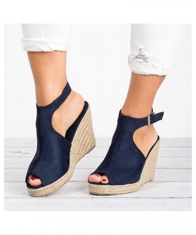 Womens Sandals, Women's Wedge Heel Sandals Summer, Fashion Dress Sandals Ankle Strap Buckle Thick Heel Platform Sandals Outdo...