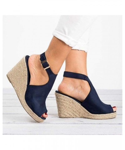 Womens Sandals, Women's Wedge Heel Sandals Summer, Fashion Dress Sandals Ankle Strap Buckle Thick Heel Platform Sandals Outdo...