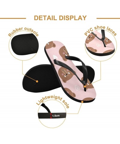 Bear Hearts Rose Womens Flip Flops Summer Beach Sandals Casual Thong Slippers Comfortable Shower Slippers Non Slip Water Sand...