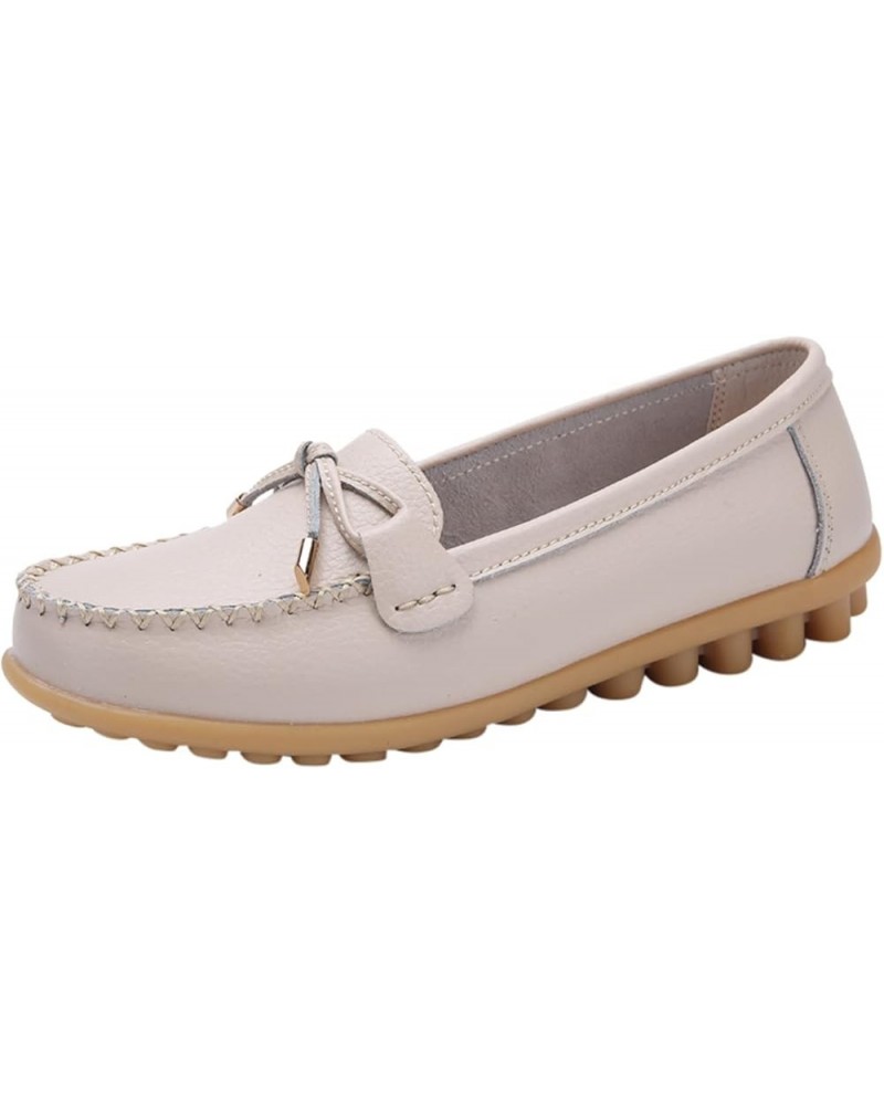 Fashion Womens Breathable Lace Up Shoes Flats Casual Shoes Slip on Dress Shoes Gift for Women Beige $12.29 Loafers & Slip-Ons