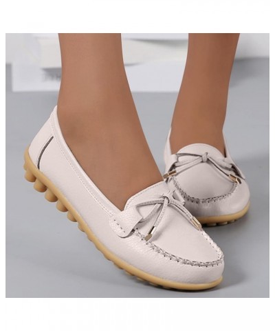 Fashion Womens Breathable Lace Up Shoes Flats Casual Shoes Slip on Dress Shoes Gift for Women Beige $12.29 Loafers & Slip-Ons