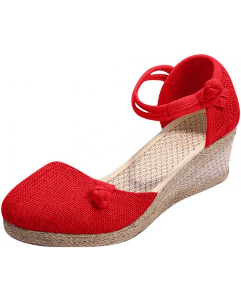 Latin Dance Shoes For Women Heeled Sandals For Women Summer Swing Dance Shoes Women Flat Dancing Heels Sandals For Wom Red-2 ...