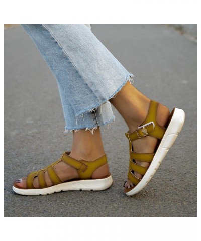 Ladies Vintage Sandals Women Summer Solid Buckle Strap Shoes Casual Open Toe Wedges Soft Bottom Breathable Gold $15.60 Sandals