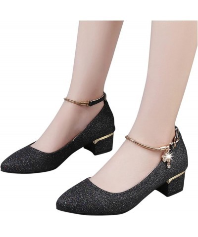 Women's Chunky High Heels Bohemian Heels Ladies Women Sandals Fashion High Single Crystal Shoes Women's high Heels (Gold, 8.5...