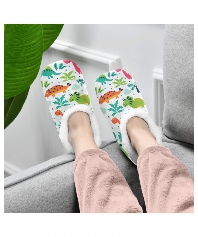 Qmxo Tropical Dinosaurs Cartoon Slippers for Women and Men, Womens Coral Fleece Indoor Slippers House slippers Socks Fuzzy Fe...