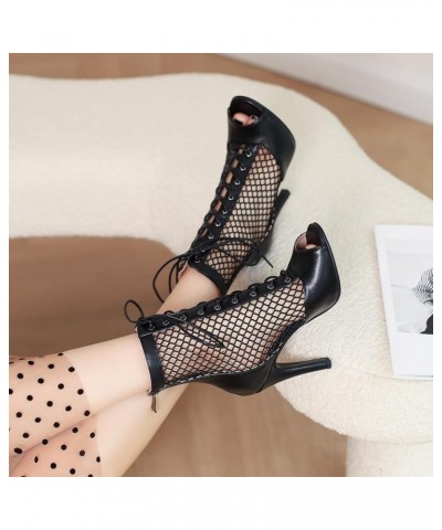 7/9.5/11CM Heel Height Women Gladiator Sandals Summer Boots Peep Toe 022 Publack $30.77 Boots