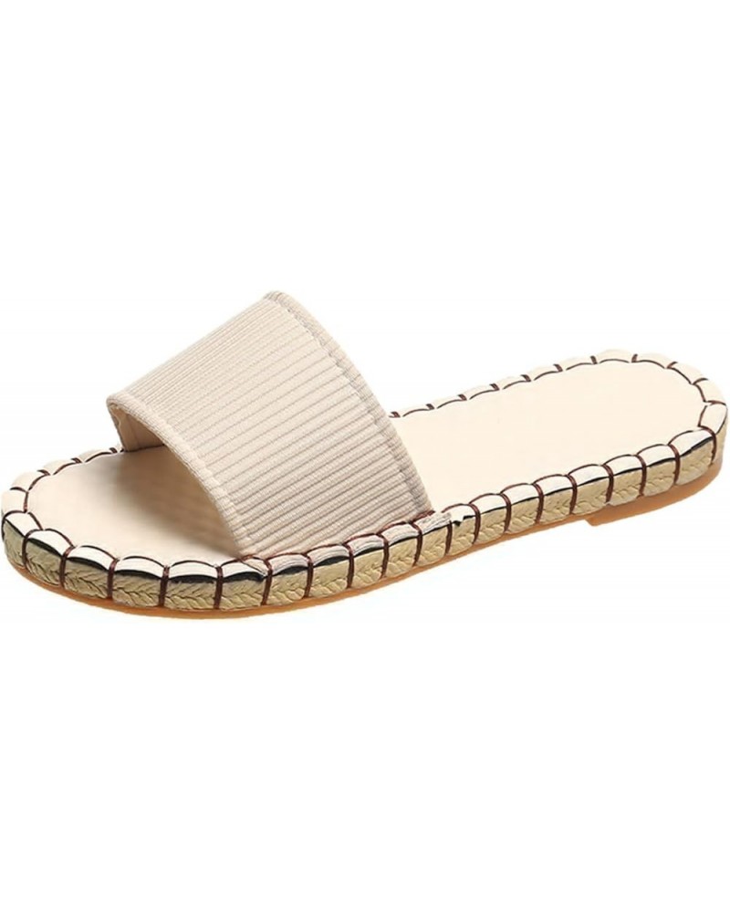 Flats for Women With Adjustable, Womens Sandals Shoes Comfort Walking with Non Slip on Casual Summer Beach Shoes Beige-2 $10....