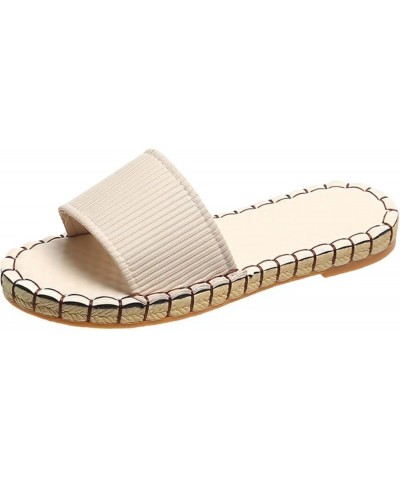 Flats for Women With Adjustable, Womens Sandals Shoes Comfort Walking with Non Slip on Casual Summer Beach Shoes Beige-2 $10....