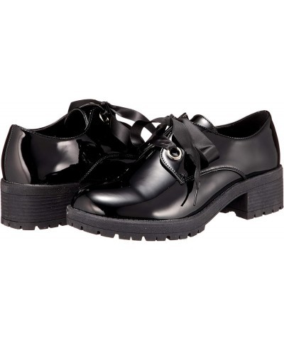 San-A-Plus Feminine 3580 Women's Lace-Up Oxford Shoes, Thick Sole, 2.0 inches (5 cm) Heel, Tank Sole, Ribbon Black Enamel $19...