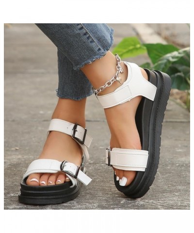 Slide Sandals for Women Platform Espadrille Sandal Heeled Open Toe Buckle Ankle Strap Comfortable Soft Slides Sandals 107-zox...