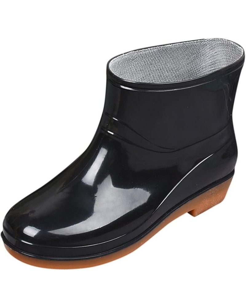 Women Rain Boots Size 12, Ladies Mid Cut Ankle Height Rubber Rain Boots, Lightweight Waterproof Booties for Women Z5-black $1...