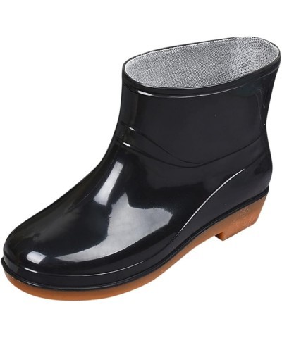 Women Rain Boots Size 12, Ladies Mid Cut Ankle Height Rubber Rain Boots, Lightweight Waterproof Booties for Women Z5-black $1...