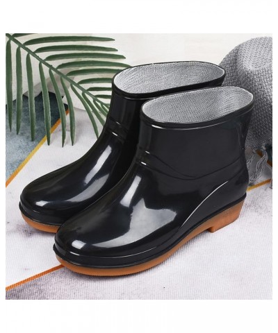 Women Rain Boots Size 12, Ladies Mid Cut Ankle Height Rubber Rain Boots, Lightweight Waterproof Booties for Women Z5-black $1...