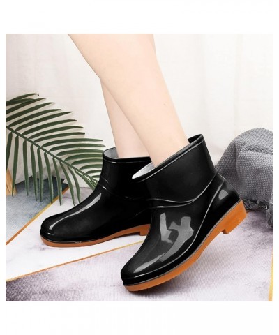 Women Rain Boots Size 12, Ladies Mid Cut Ankle Height Rubber Rain Boots, Lightweight Waterproof Booties for Women Z5-black $1...