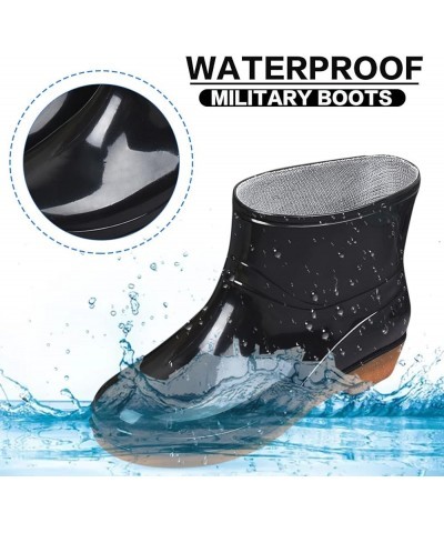 Women Rain Boots Size 12, Ladies Mid Cut Ankle Height Rubber Rain Boots, Lightweight Waterproof Booties for Women Z5-black $1...