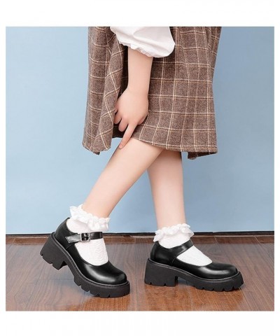 Women's Platform Chunky Heels Mary Jane Pumps School Dress Shoes Black $27.99 Pumps