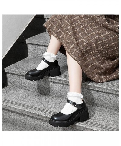 Women's Platform Chunky Heels Mary Jane Pumps School Dress Shoes Black $27.99 Pumps