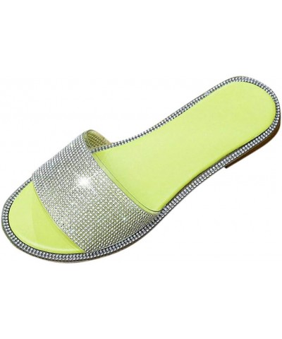 Dress Sandals Shoes for Women Toe Fashion Crystal Women's Casual Open Shoes Sandals Slip on Sandals for Women D-yellow $10.65...