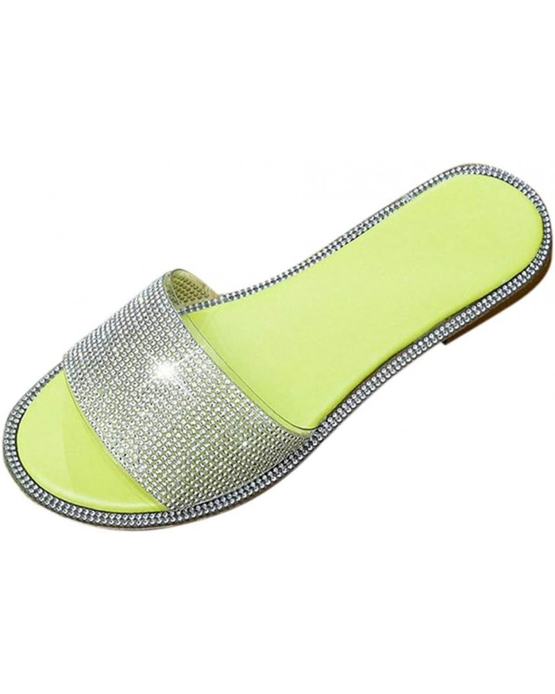 Dress Sandals Shoes for Women Toe Fashion Crystal Women's Casual Open Shoes Sandals Slip on Sandals for Women D-yellow $10.65...