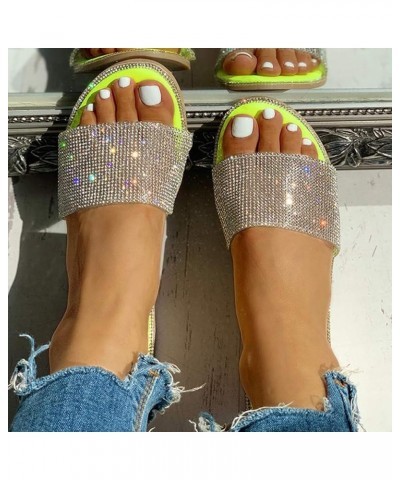 Dress Sandals Shoes for Women Toe Fashion Crystal Women's Casual Open Shoes Sandals Slip on Sandals for Women D-yellow $10.65...